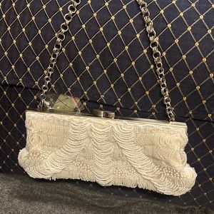 Ivory beaded evening bag